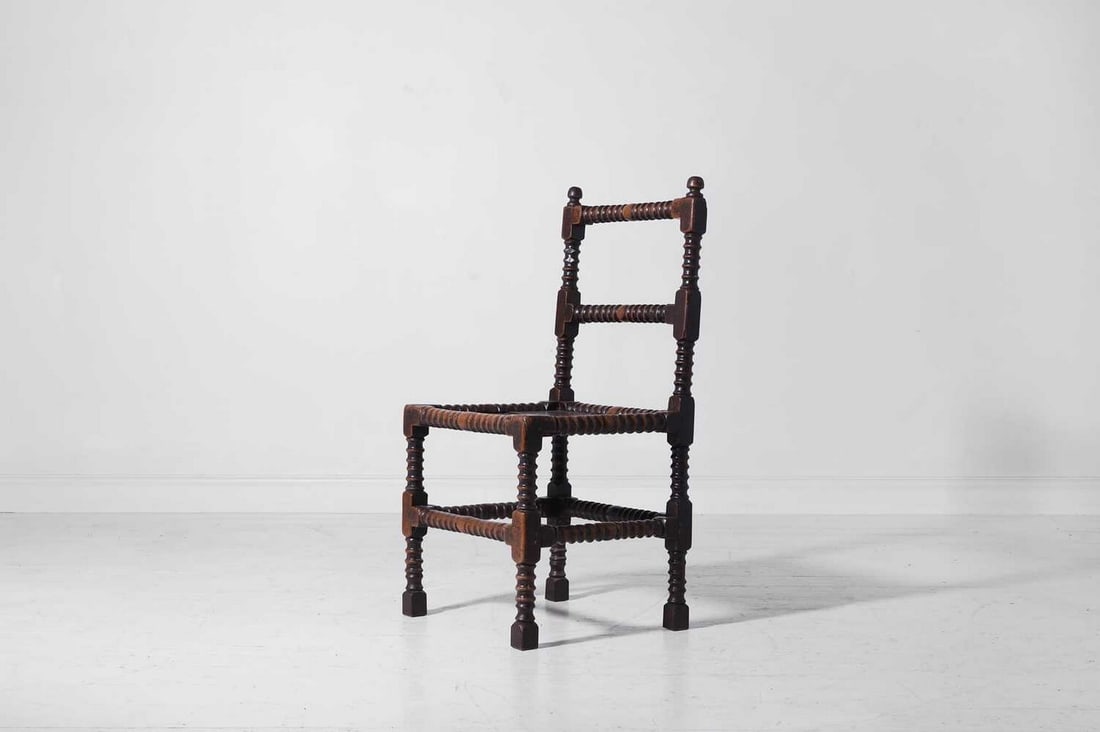 A Charles II oak backstool, (1 of 5)