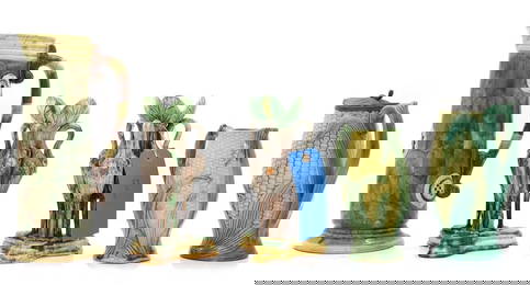 A collection of Majolica pottery,