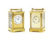 Two brass carriage clocks,