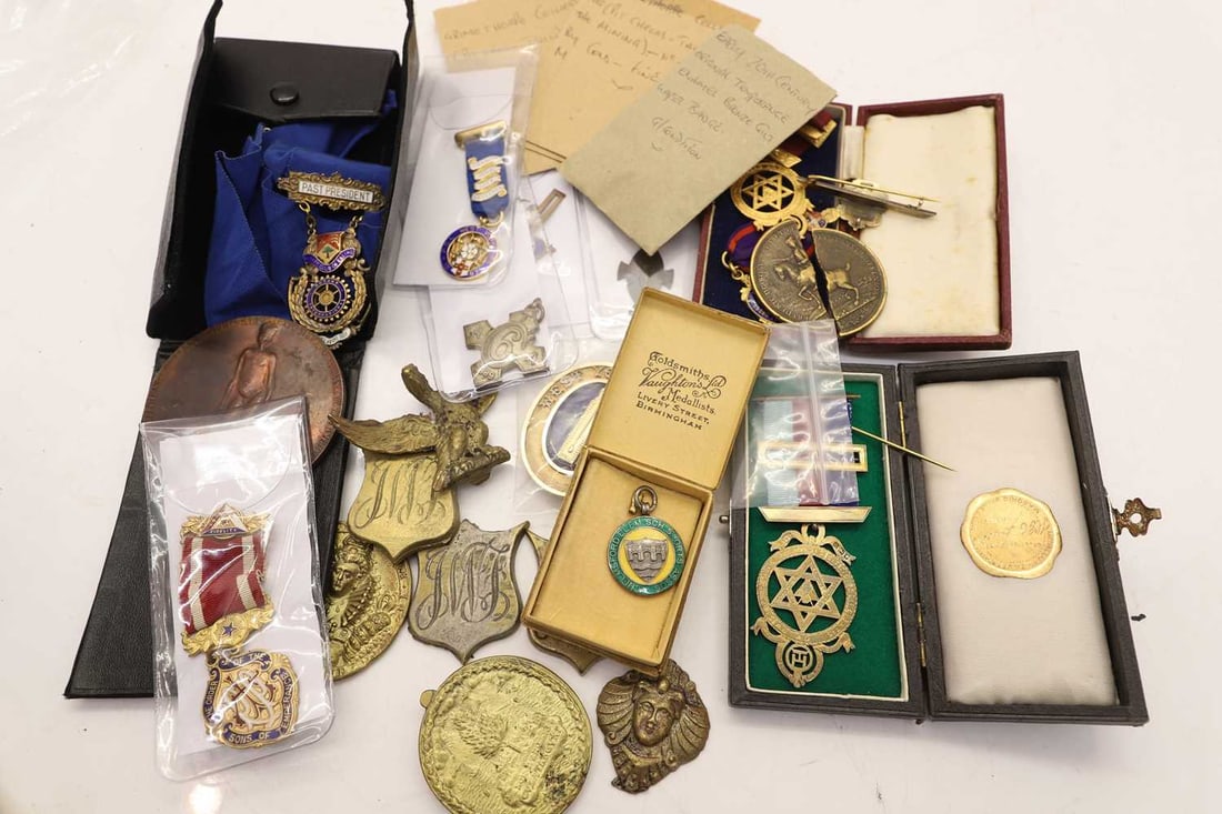 A collection of Masonic medallions and medals, (1 of 2)