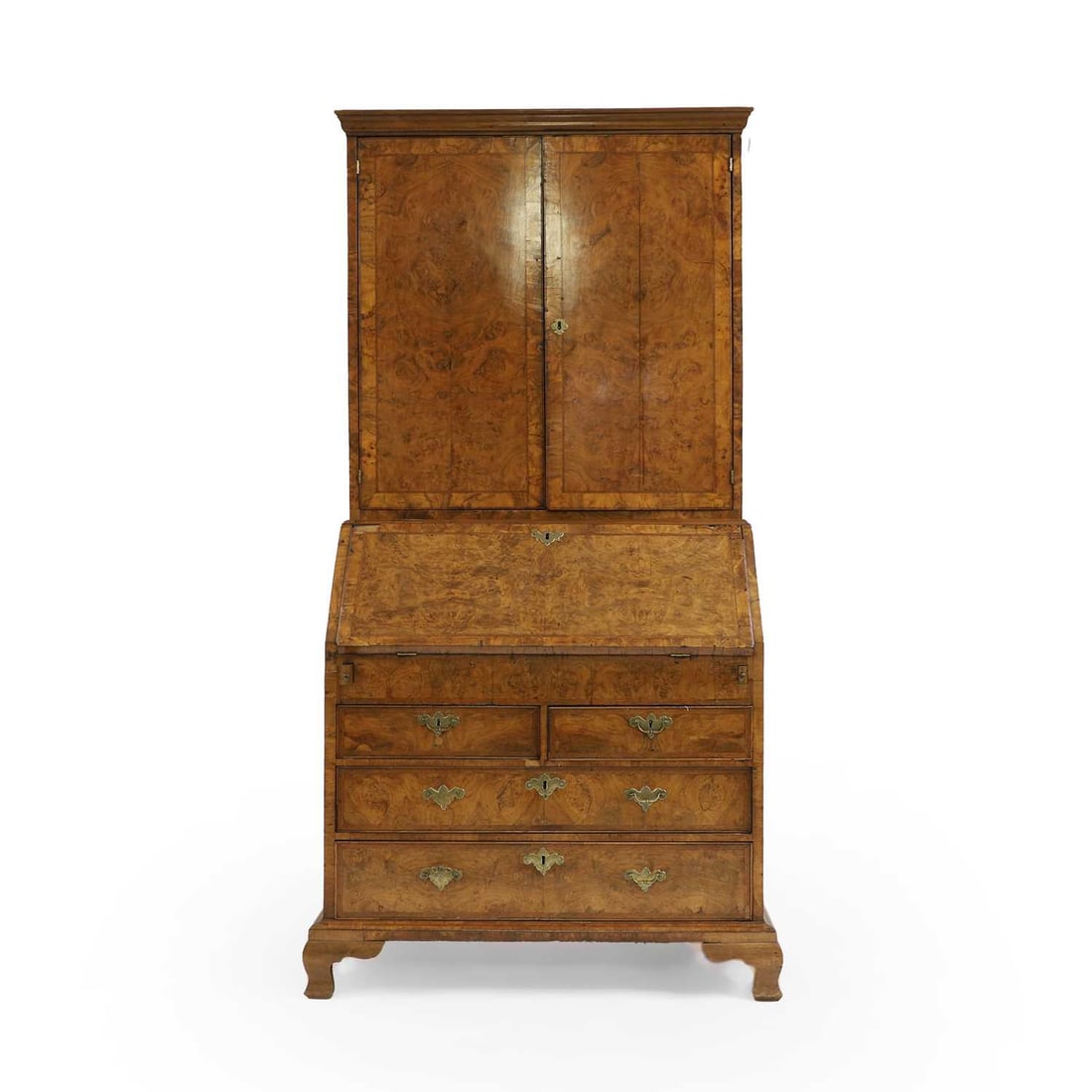 A George I walnut bureau cabinet, (1 of 11)