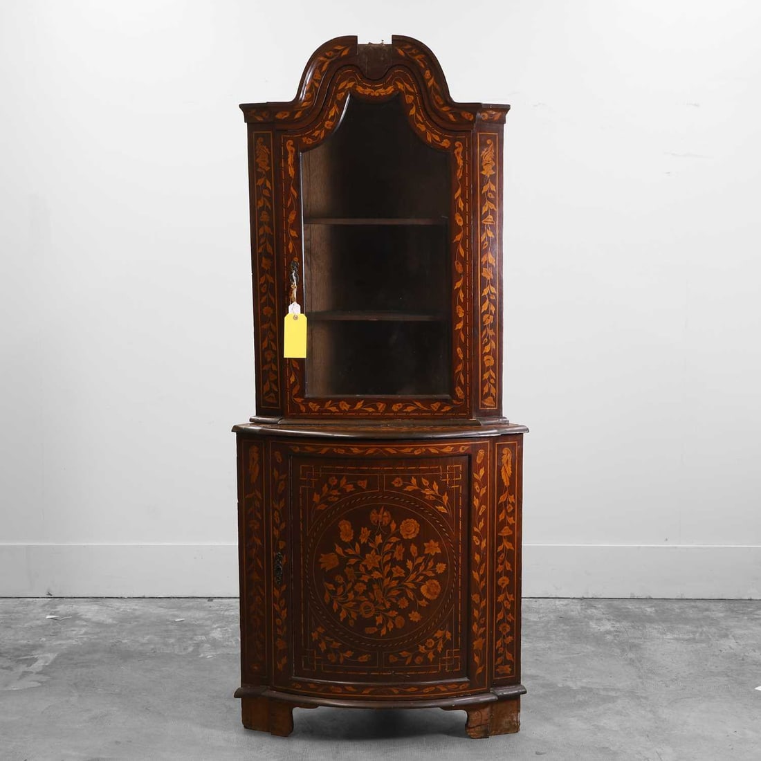 A Dutch mahogany marquetry corner display cabinet 19th century (1 of 12)