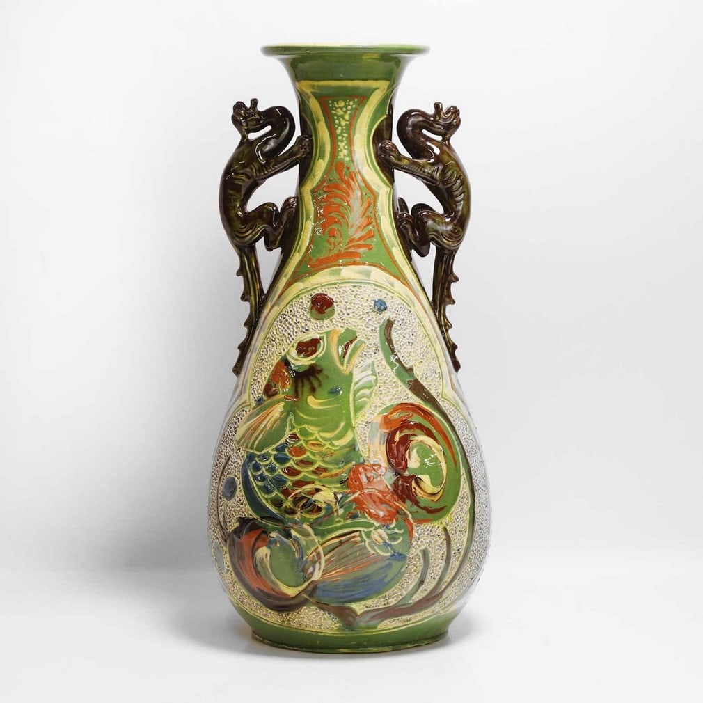 C H Brannam Pottery A twin-handled vase (1 of 4)