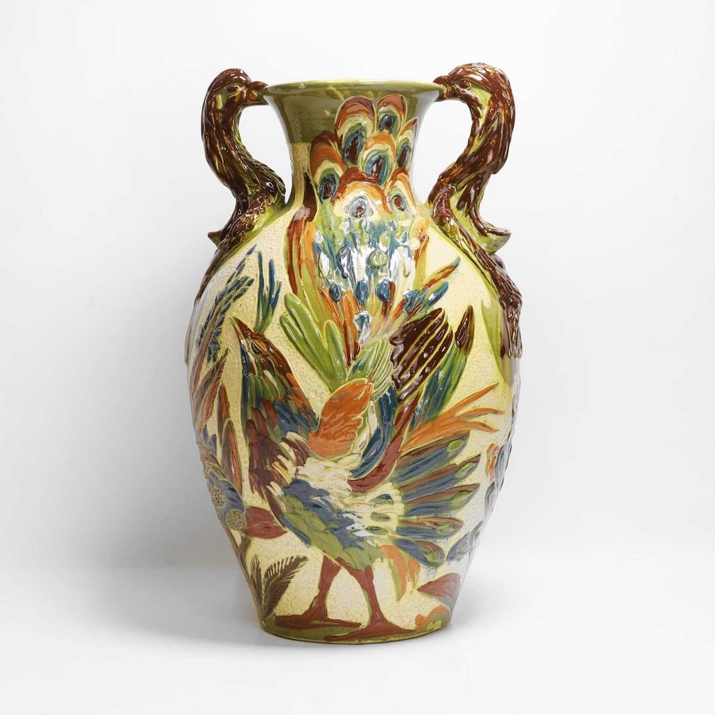 C H Brannam Pottery A large twin-handled vase (1 of 4)