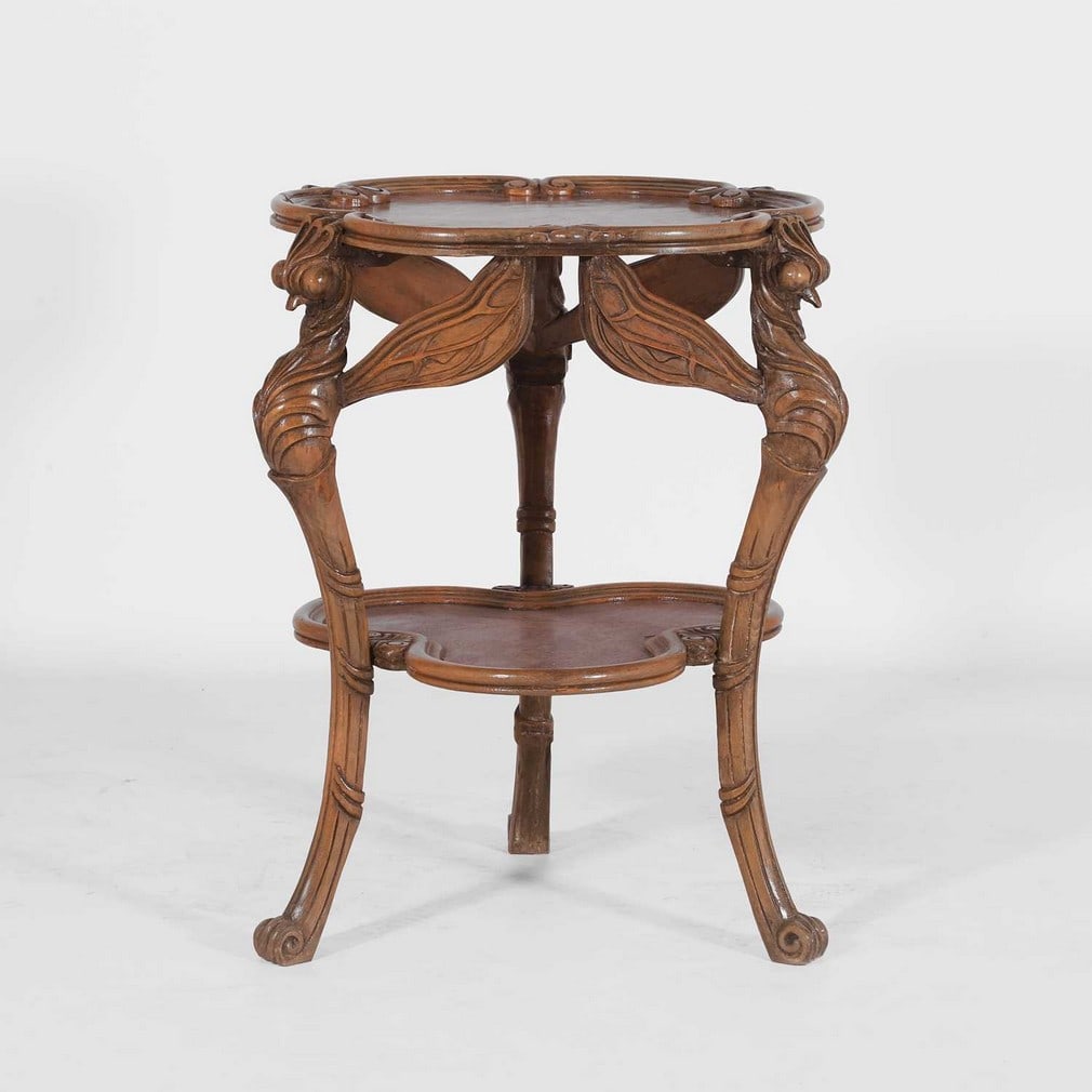 Art Nouveau style An inlaid two-tier table (1 of 6)