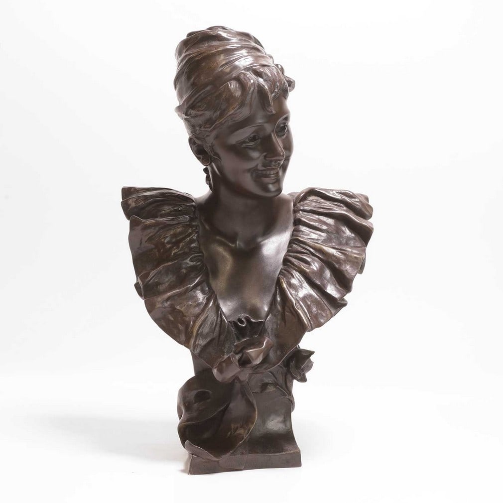 Georges Van der Straeten (Belgian, 1856-1941) An Art Nouveau bust of a young woman (1 of 6)