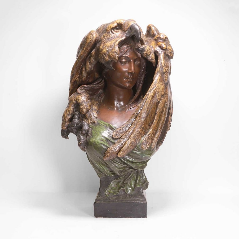 Albert-Ernest Carrier-Belleuse (French, 1824-1887) for Goldscheider A bust depicting 'Brunhilde' (1 of 5)