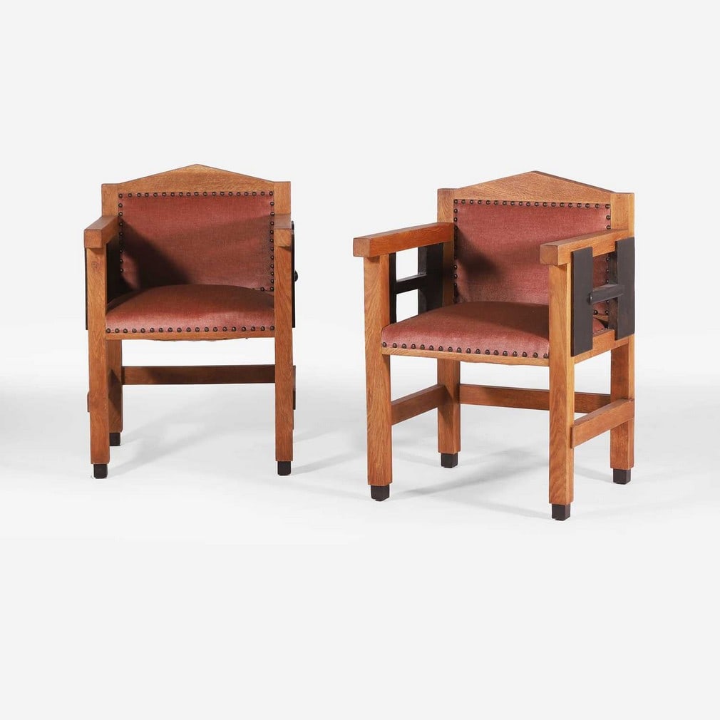 ▲ Jacques L Grubben (Dutch, 1884-1964) A pair of Dutch Art Deco armchairs (1 of 6)