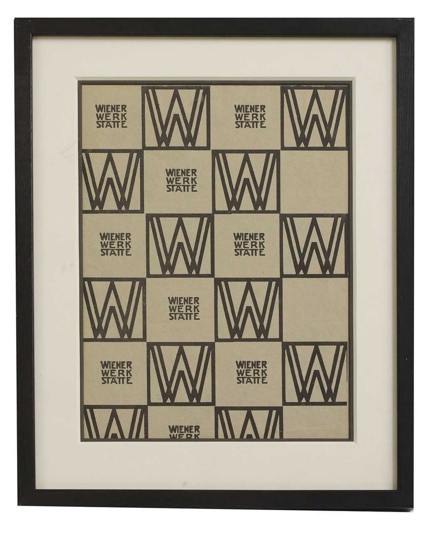 Josef Hoffmann (Austrian, 1870-1956) and Koloman Moser (Austrian, 1868-1918) for Wiener Werkstä: Josef Hoffmann (Austrian, 1870-1956) and Koloman Moser (Austrian, 1868-1918) for Wiener Werkstätte Seven various designs c.1905-1928, paper and fabric (largest, image 29 x 21cm, 40 x 31cm overall
