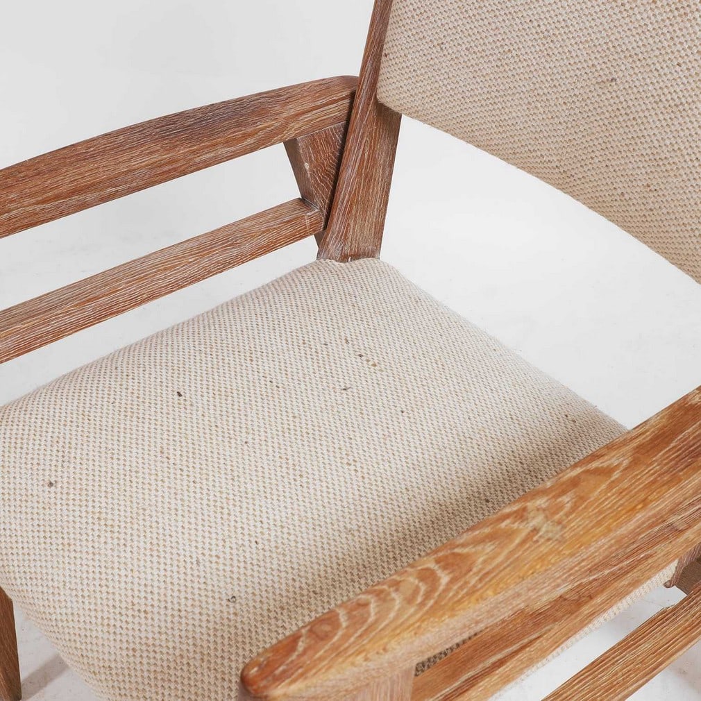 French A pair of limed oak low chairs or chauffeuses - 3