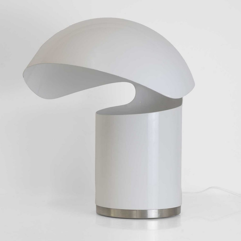 Francesco Buzzi Ceriani (Italian, 1929-1993) A table lamp: Francesco Buzzi Ceriani (Italian, 1929-1993) A table lamp Originally designed 1968, manufactured by Francesconi, Italy, lacquered metal and chrome (36.5cm wide, 34.5cm deep, 42.5cm high)