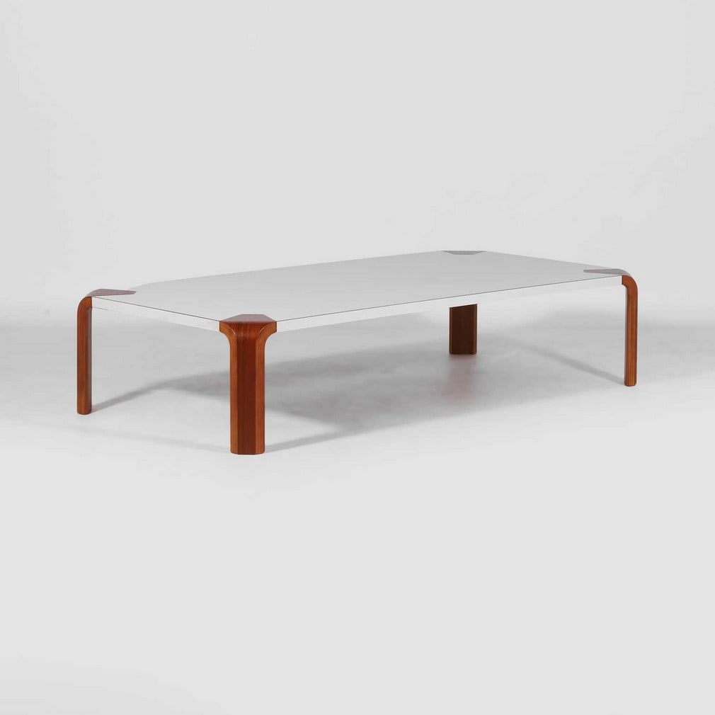 Junzo Sakakura (Japanese, 1901-1969) A low table: Junzo Sakakura (Japanese, 1901-1969) A low table 1960s, teak, beech, and Formica, manufactured by Tendo Mokko (150cm wide, 75cm deep, 34cm high)