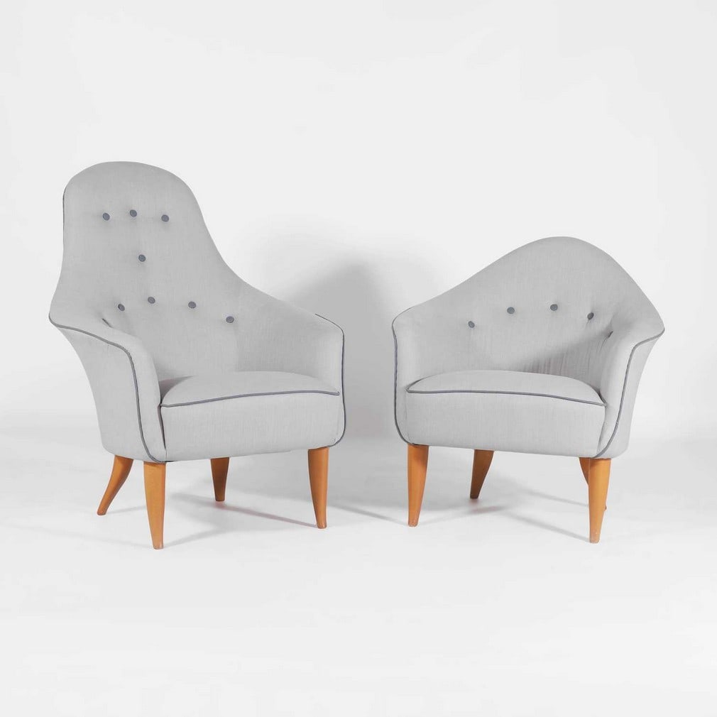 Kerstin Holmquist (Swedish, 1925-1997) for Nordiska Kompaniet A pair of 'Adam and Eve' chairs (1 of 4)