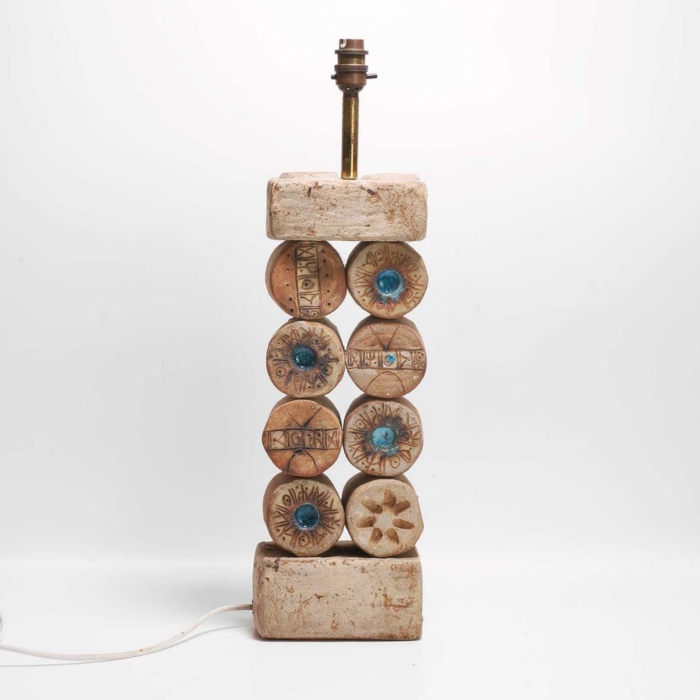 ▲ Bernard Rooke (b.1938) A stoneware part-glazed lamp base (1 of 3)