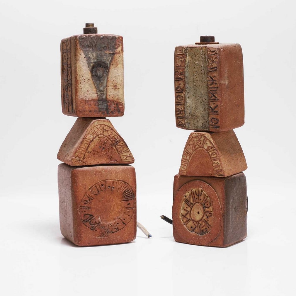 Bernard Rooke (b.1938) Two stoneware table lamp bases (1 of 3)