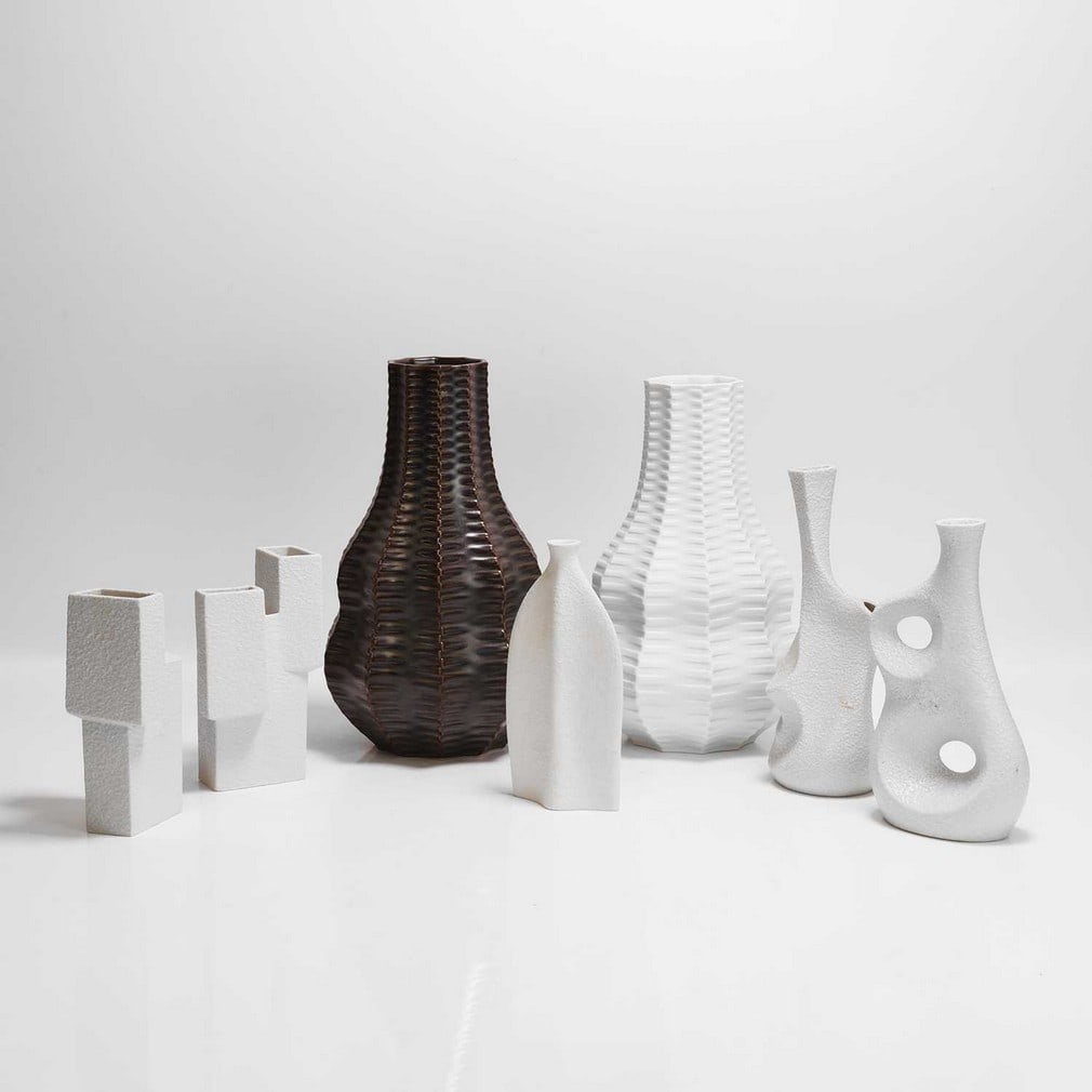 German 'Op Art' Two Hutschenreuther 'Op Art' basket weave vases (1 of 5)