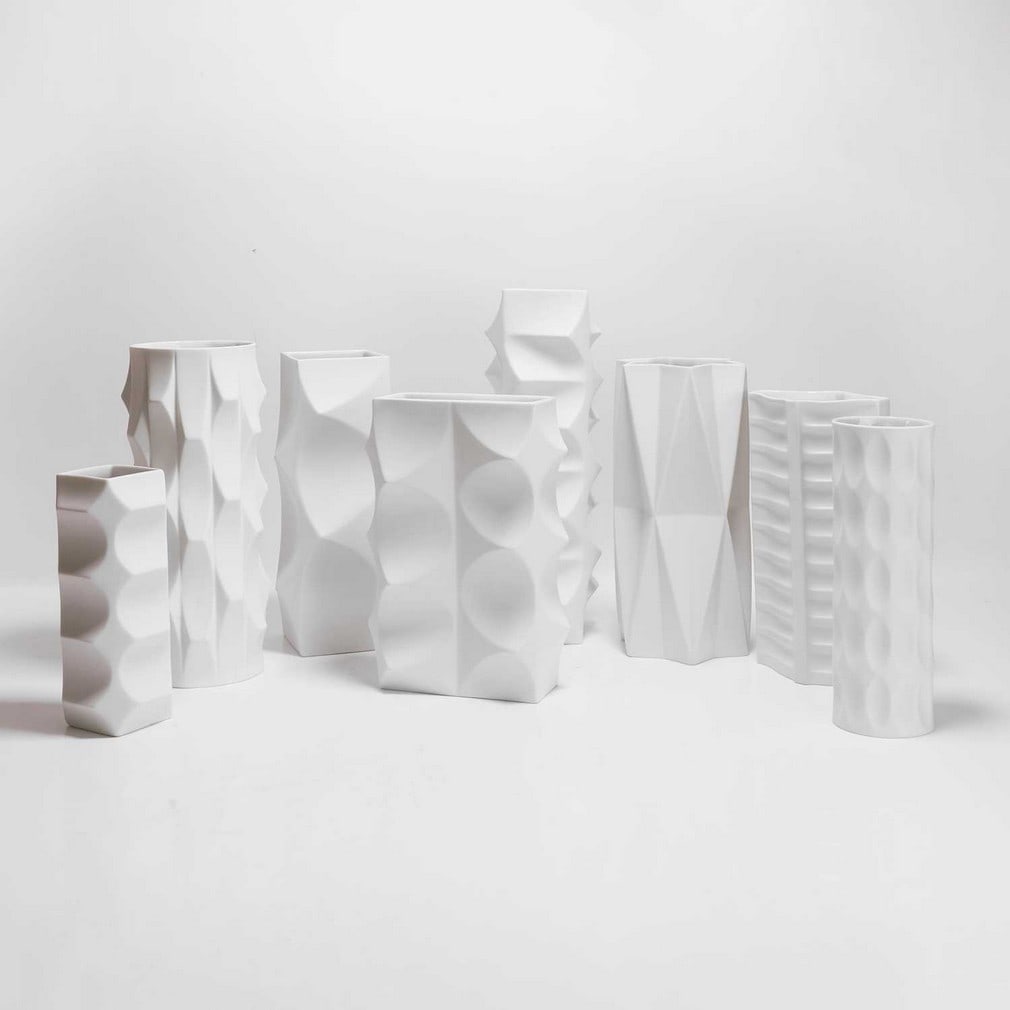 German 'Op Art' A collection of eight 'Archais Series' porcelain vases (1 of 3)