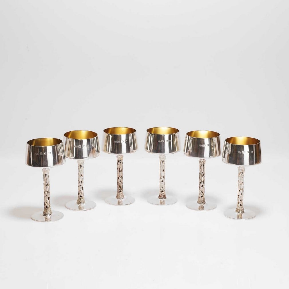 ▲ Christopher Nigel Lawrence (b.1936) A set of six silver goblets (1 of 5)