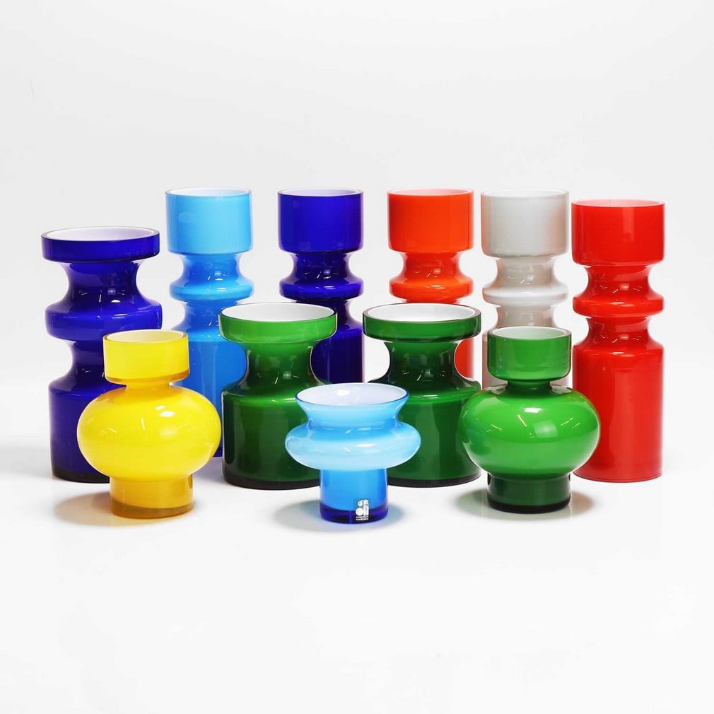 Per-Olof Ström (Swedish, 1930-1992) for Alsterfors A collection of eleven cased glass vases (1 of 3)