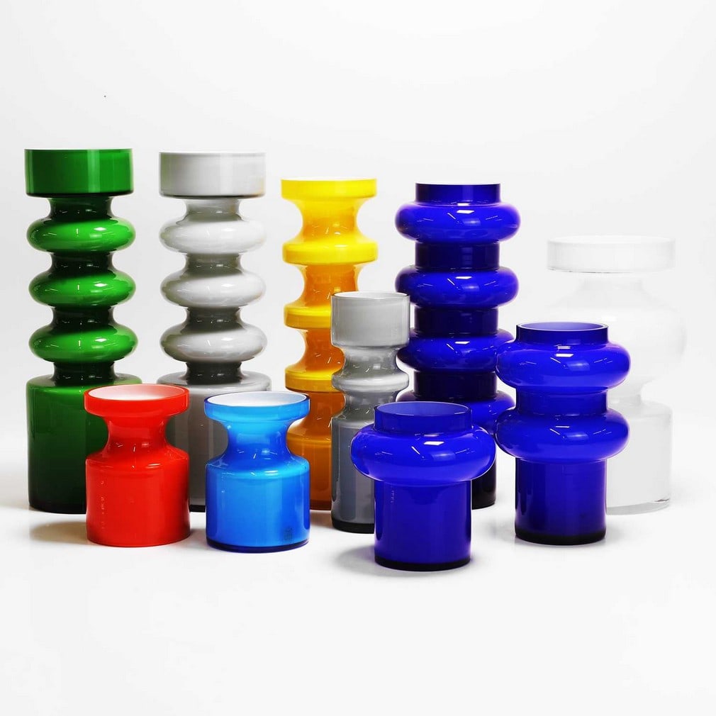 Per-Olof Ström (Swedish, 1930-1992) for Alsterfors A collection of ten cased glass vases (1 of 2)