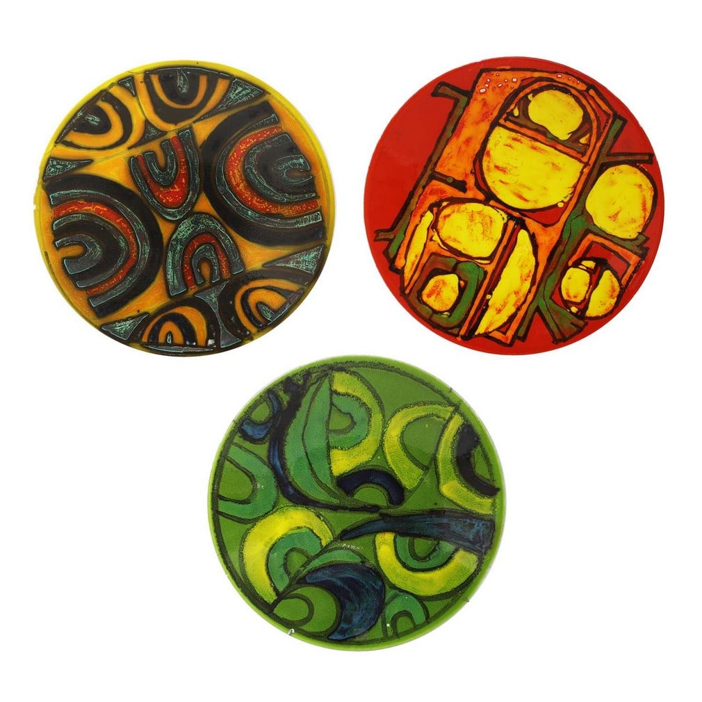 Poole Pottery Three 'Delphis' chargers: Poole Pottery Three 'Delphis' chargers Shape no.54, each with printed marks and artists' marks (each 41cm diameter) (3) Provenance: A private collection, Norfolk.