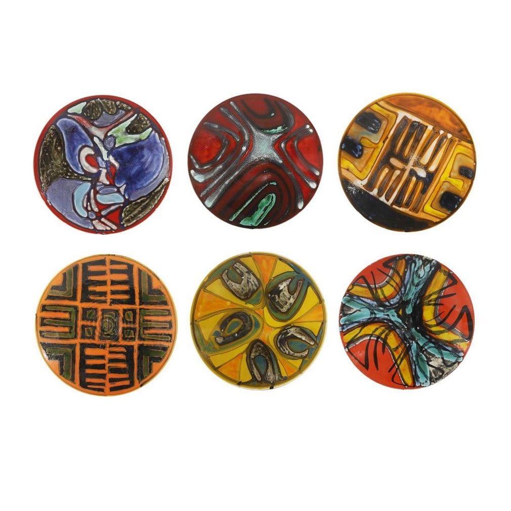 Poole Pottery Six 'Delphis' dishes: Poole Pottery Six 'Delphis' dishes Shape no.4, each with printed marks and artists' marks (each 26.5cm diameter) (6) Provenance: A private collection, Norfolk. Condition Report: All in good overall co