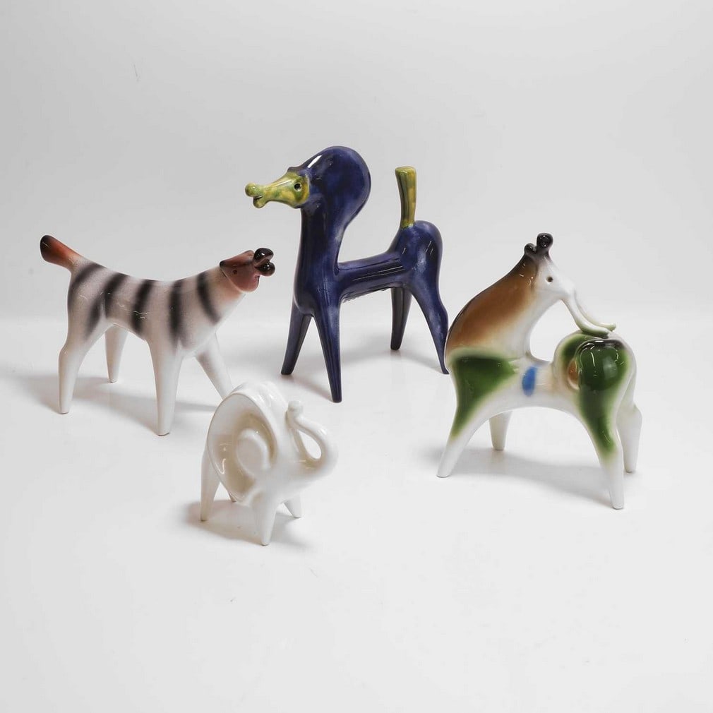 Roberto Rigon (Italian, b.1929) A howling dog, a barking deer, a horse and an elephant (1 of 6)