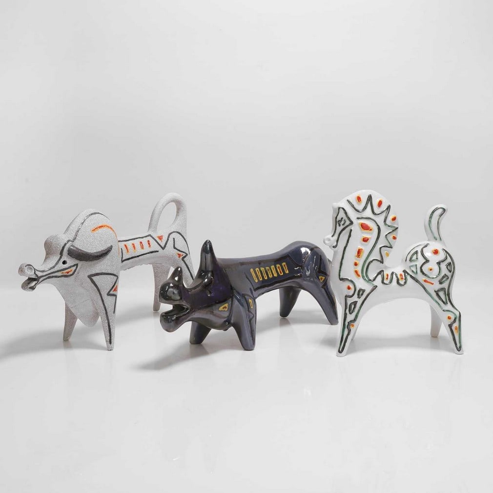 Roberto Rigon (Italian, b.1929) A buffalo, a horse and a rhinoceros (1 of 4)