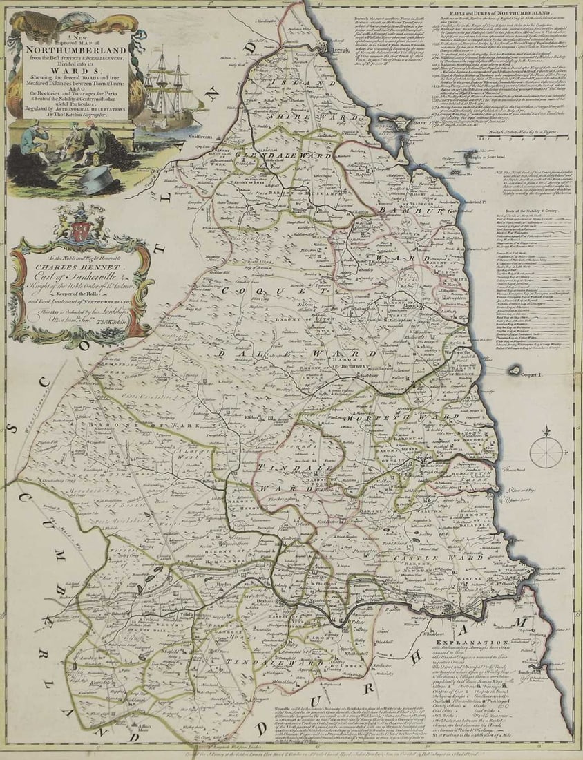 'A New Improved Map of Northumberland from the best surveys and intelligences', (1 of 3)