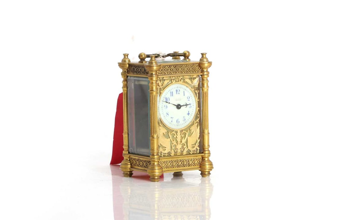 A brass carriage timepiece 20th century (1 of 2)