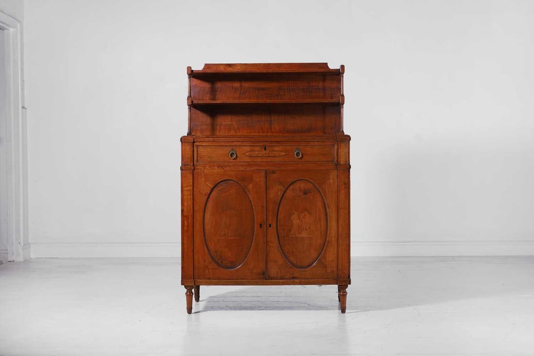A George III fruitwood and penwork chiffonier Late 18th century (1 of 20)
