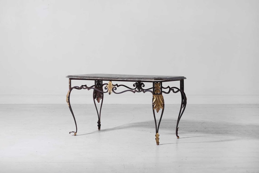 A painted wooden and wrought-iron coffee table 20th century (1 of 7)