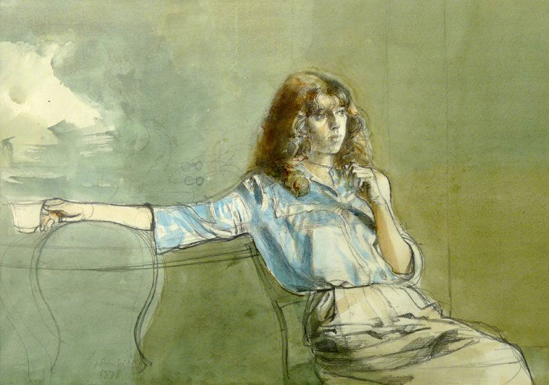 *John Ward RA (1917-2007), (SH) 'STEPHANIE (2)' Sign: *John Ward RA (1917-2007), (SH) 'STEPHANIE (2)' Signed and dated 1978, watercolour over pencil 27 x 39cm Exhibited: J.S Maas and Co. Ltd London, 'John Ward Exhibition' 1978, no 56. *Artist's Resale Ri