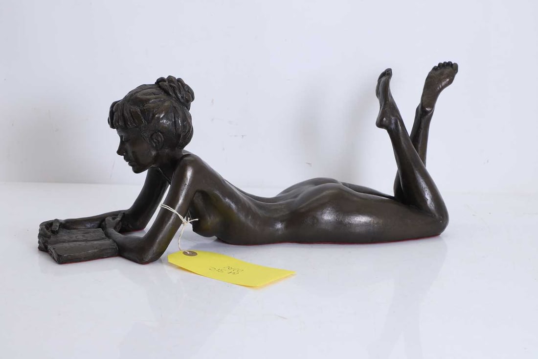 Anya with a book 21st century: Anya with a book 21st century a cold cast resin bronze, limited edition 65/350, with certificate of authenticity 47cm wide 16cm deep 16cm high Condition Report: minor knocks and marks, some loss