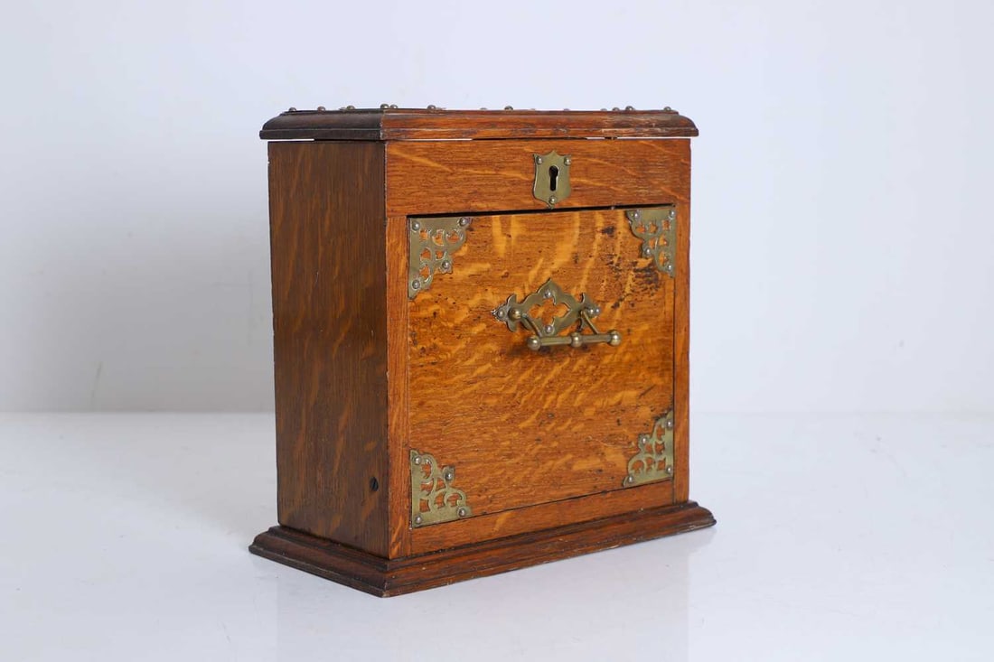 An oak and brass mounted perfume casket Late 19th century (1 of 2)