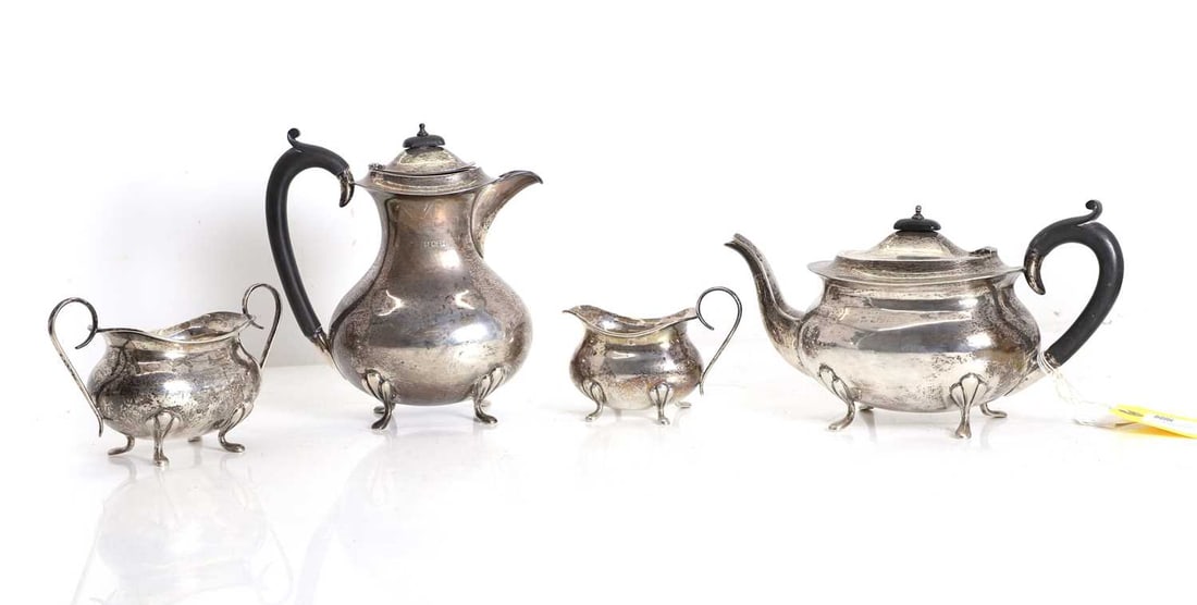 A silver four part tea service (1 of 2)