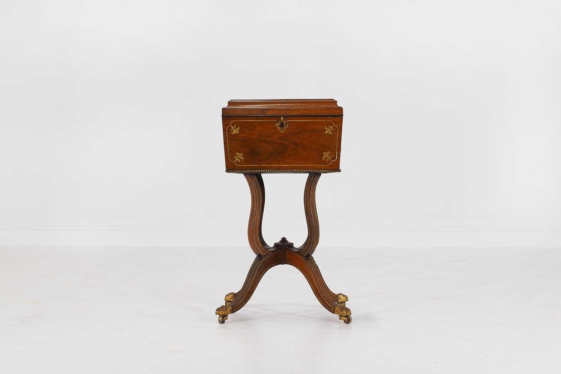 A Regency rosewood and cut-brass teapoy Circa 1820 (1 of 8)