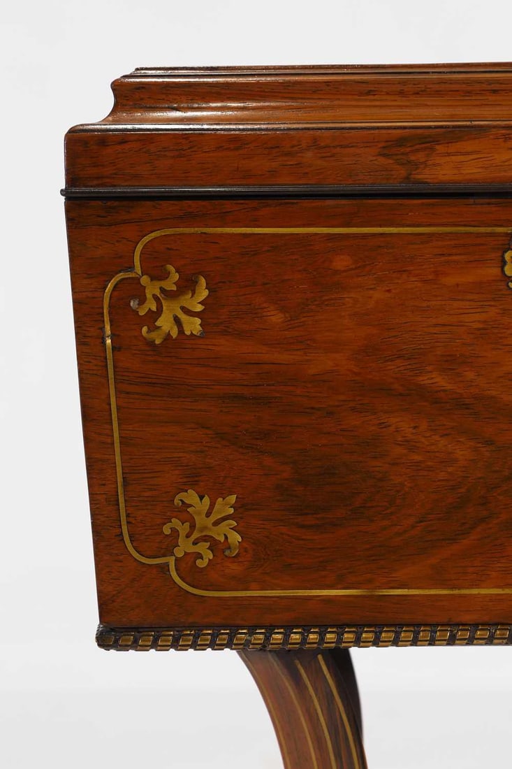 A Regency rosewood and cut-brass teapoy Circa 1820 - 4