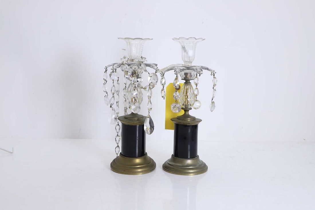 A pair of cut-glass and brass candlesticks 20th century (1 of 1)