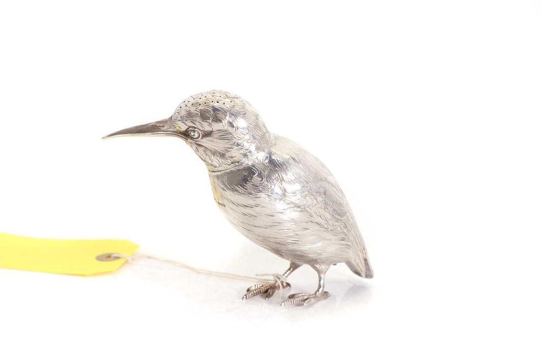 A silver novelty caster modelled as a Kingfisher - 2