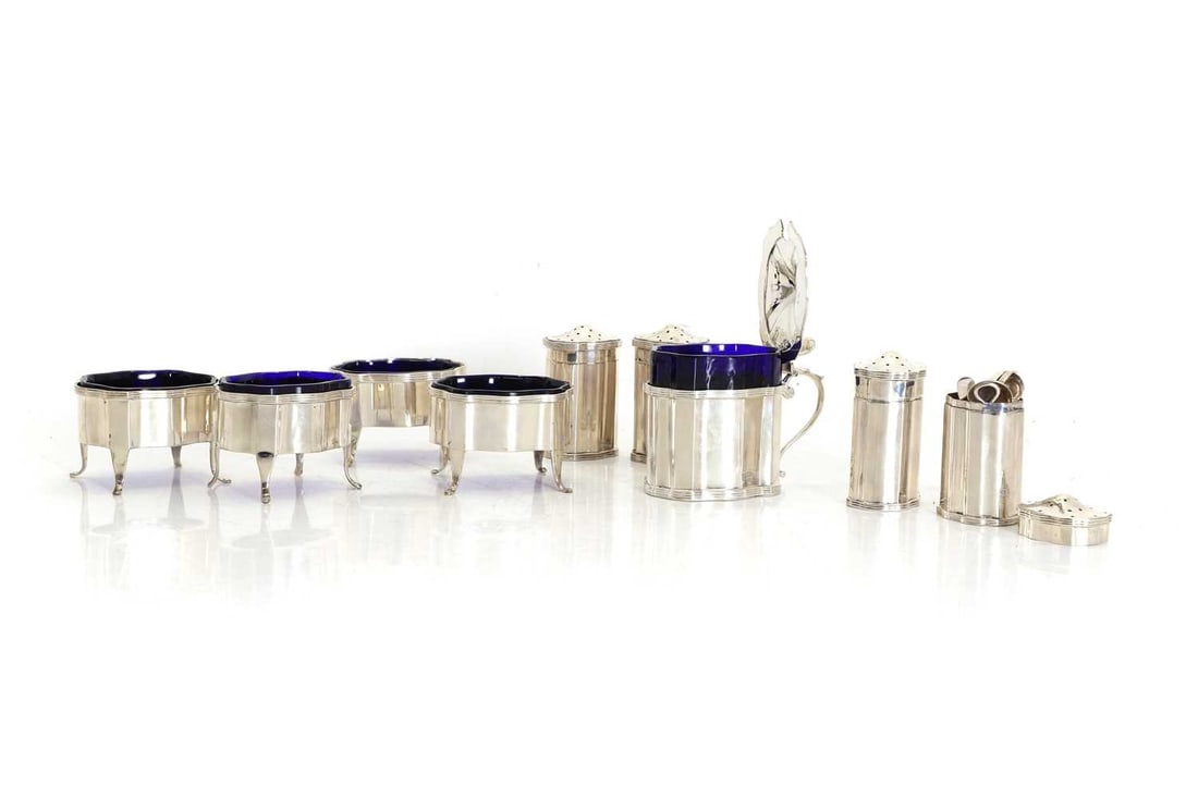 A silver cased set of salts and mustards (1 of 1)