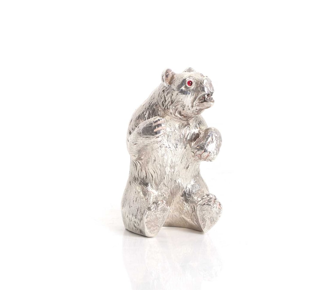 A silver novelty figure modelled as a bear (1 of 2)