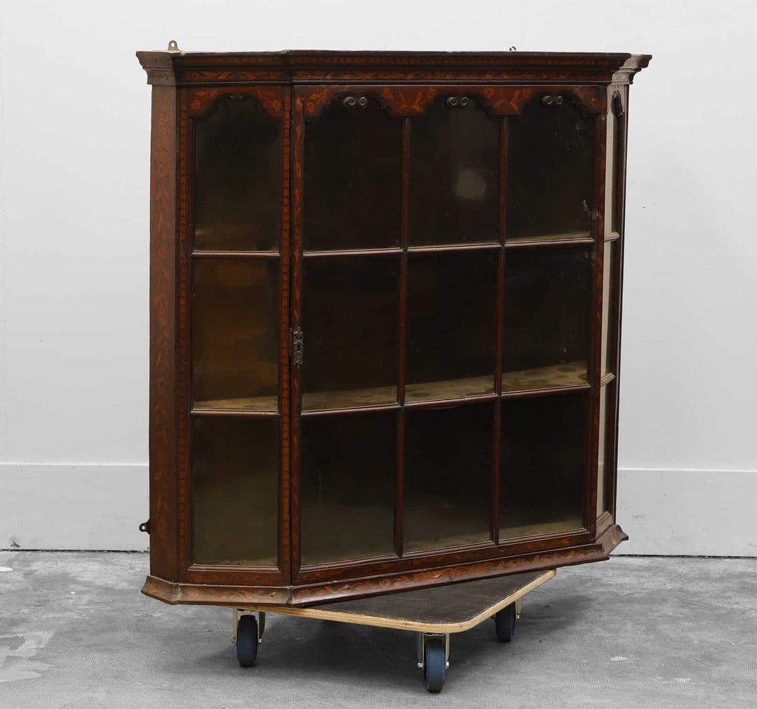 A Dutch walnut and maquetry hanging display cabinet 19th century (1 of 3)