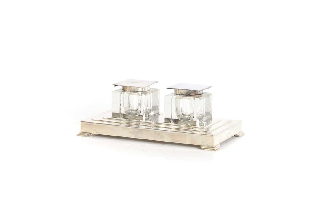 A George V Art Deco sterling silver ink stand (1 of 1)