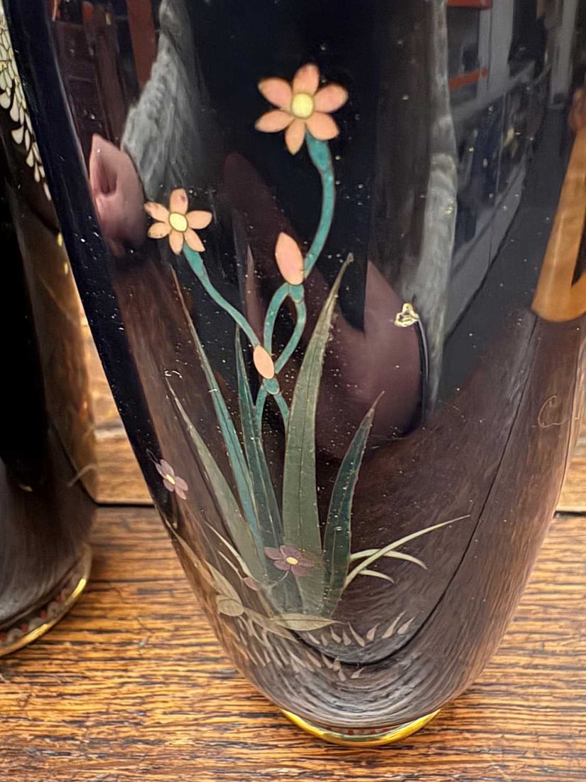 A pair of Japanese cloisonne vases Meiji Period (1868-1912) - 14