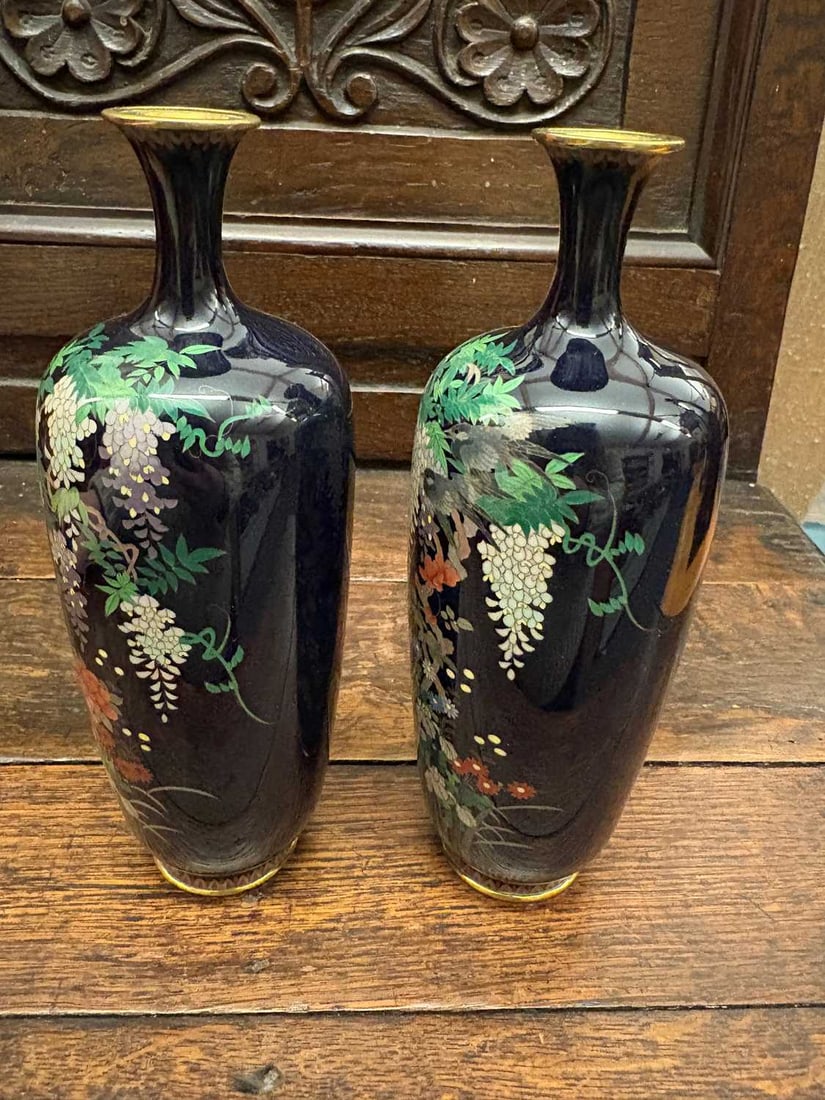 A pair of Japanese cloisonne vases Meiji Period (1868-1912) - 20