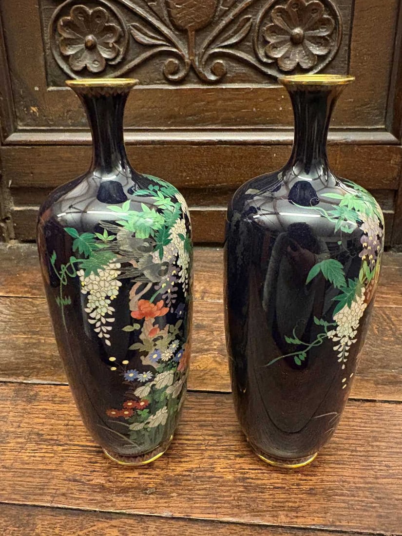 A pair of Japanese cloisonne vases Meiji Period (1868-1912) - 3