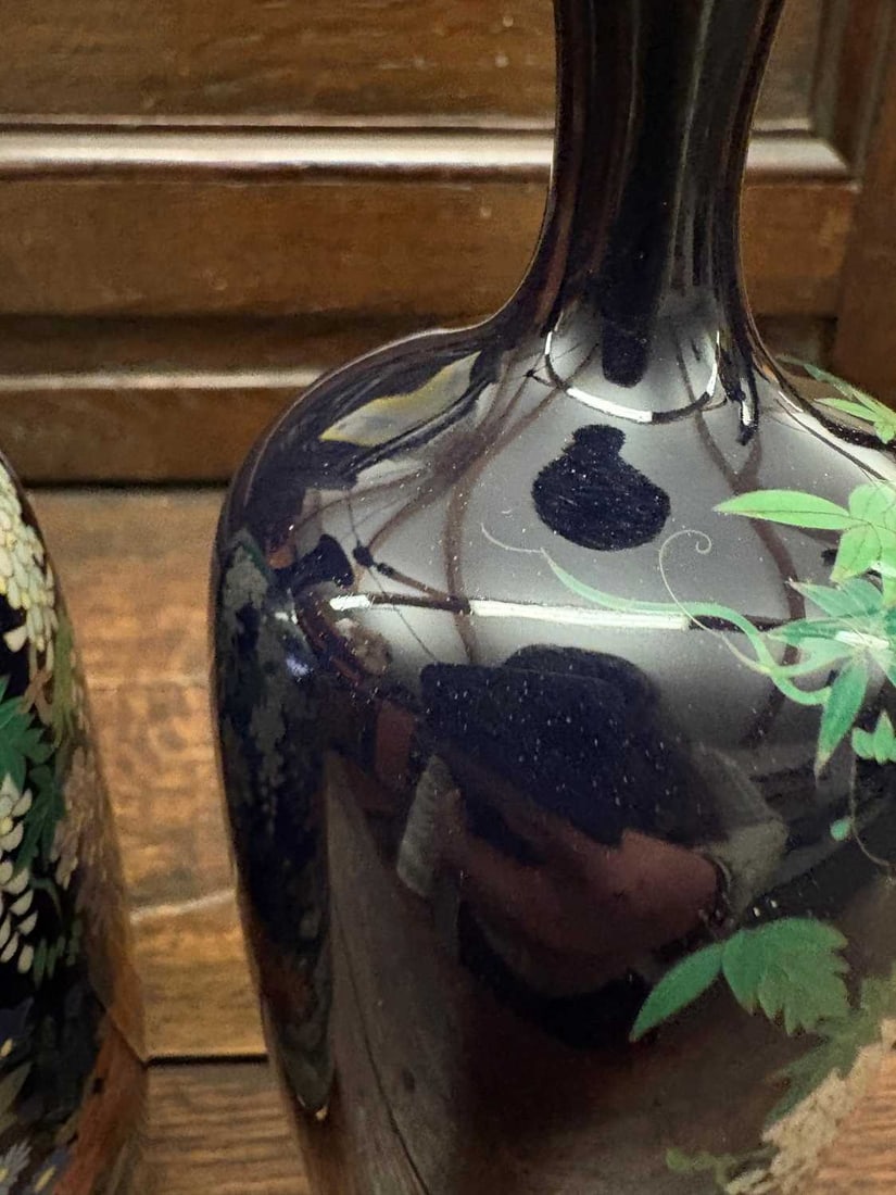 A pair of Japanese cloisonne vases Meiji Period (1868-1912) - 9