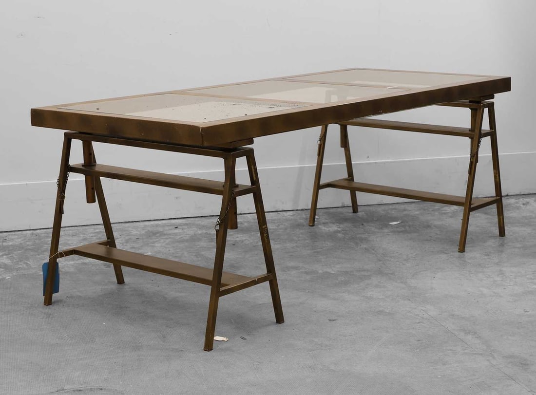 A brass and glass desk Of recent manufacture - 2