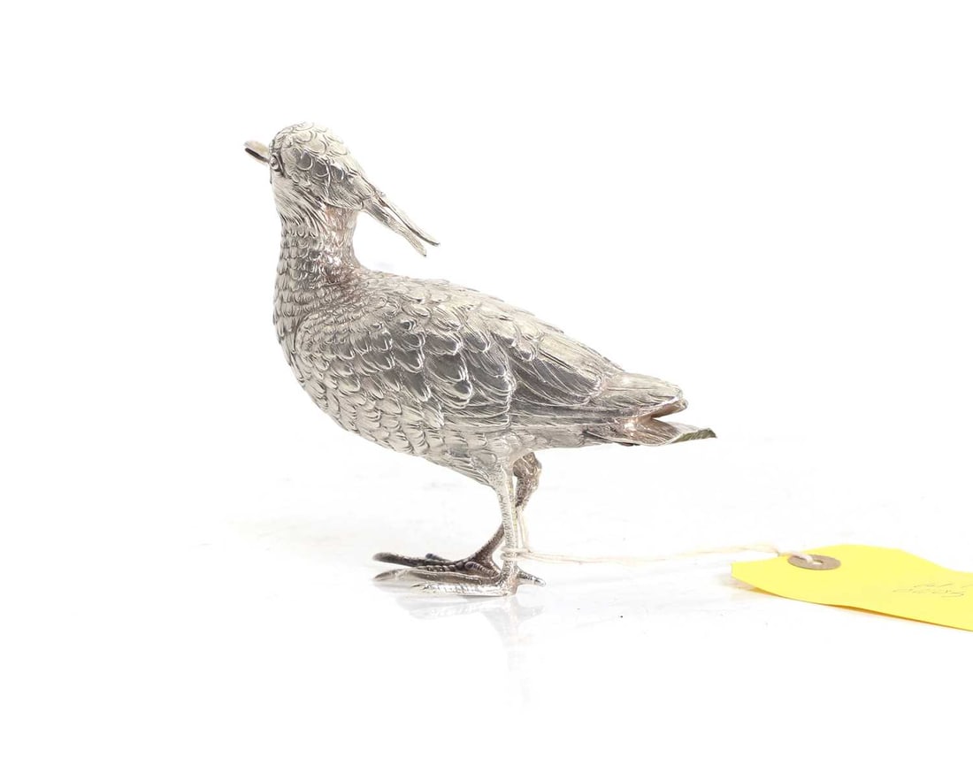 A silver novelty pepper caster modelled as a Curlew - 2